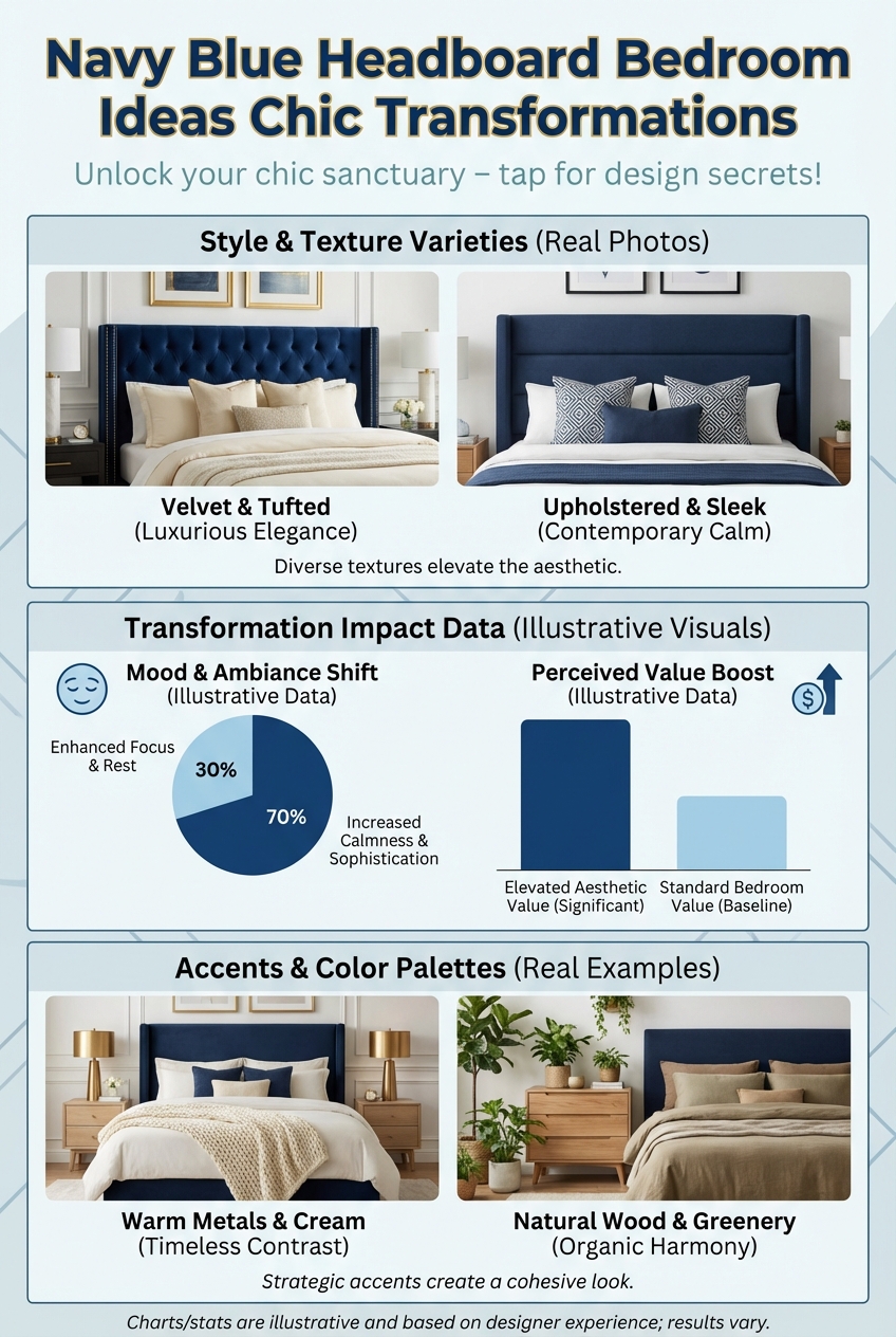 Navy Blue Headboard Bedroom Ideas Chic Transformations - photo 3