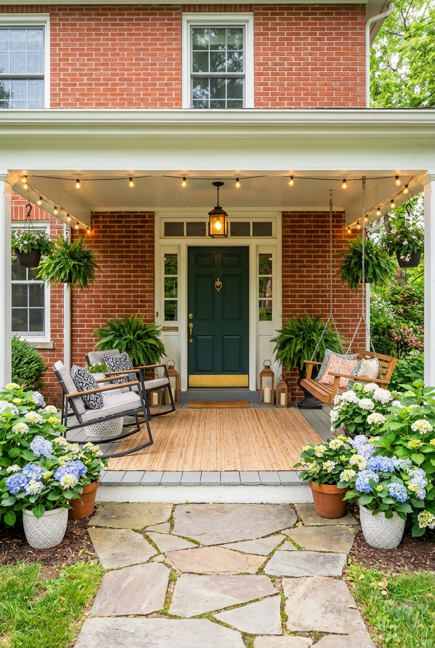 Charming Front Porch Ideas for Red Brick House