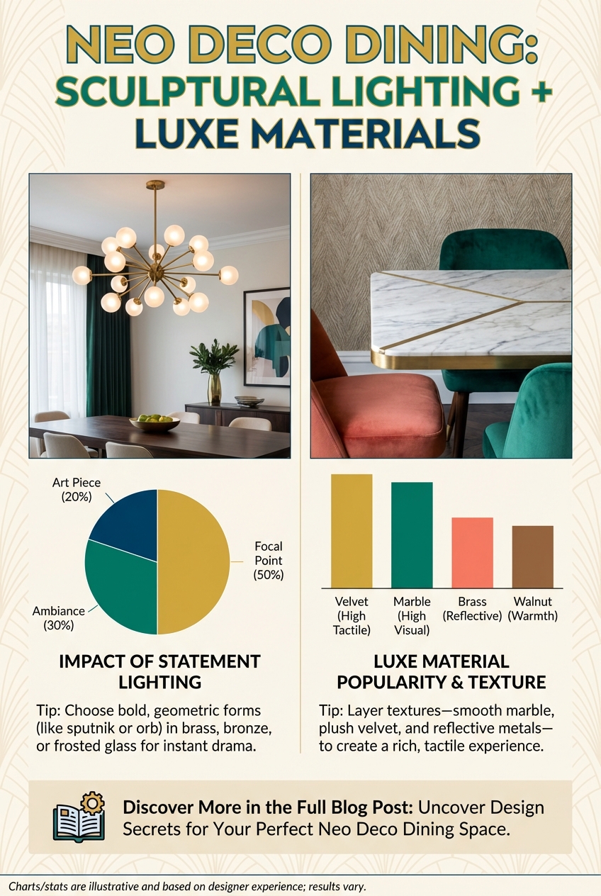 Neo Deco Dining Room Ideas: Sculptural Lighting + Luxe Materials - photo 3