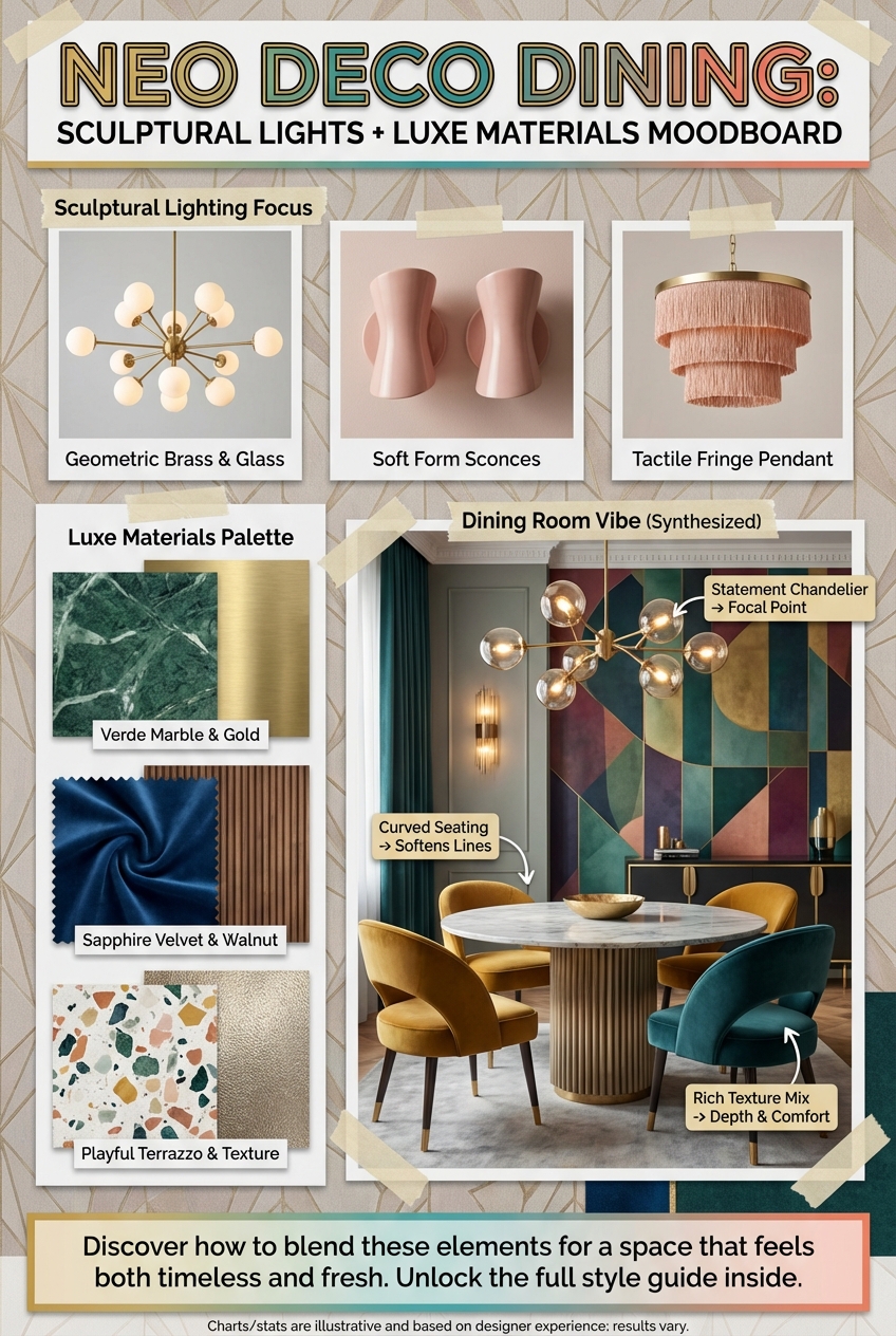 Neo Deco Dining Room Ideas: Sculptural Lighting + Luxe Materials - photo 4