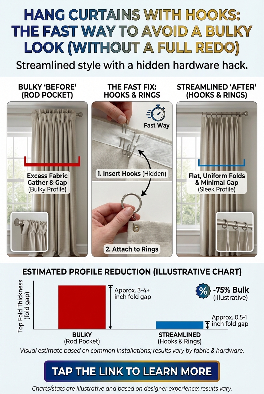 Hang Curtains with Hooks: the Fast Way to Avoid a Bulky Look (without a Full Redo) - photo 3