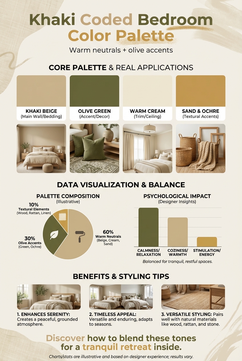 Khaki Coded Bedroom Color Palette: Warm neutrals + olive accents - photo 3