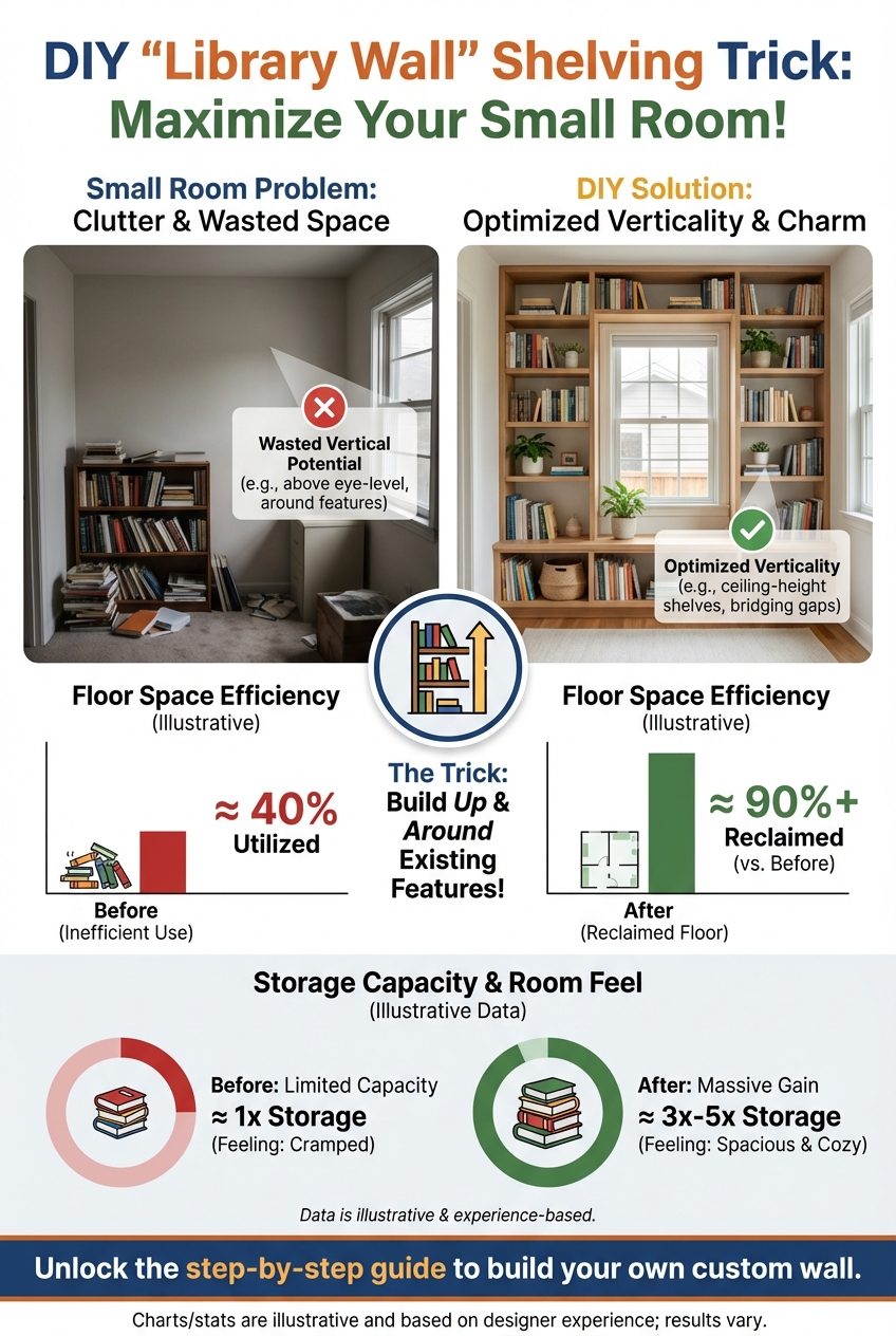 DIY “Library Wall” Shelving Trick for Small Rooms - photo 3