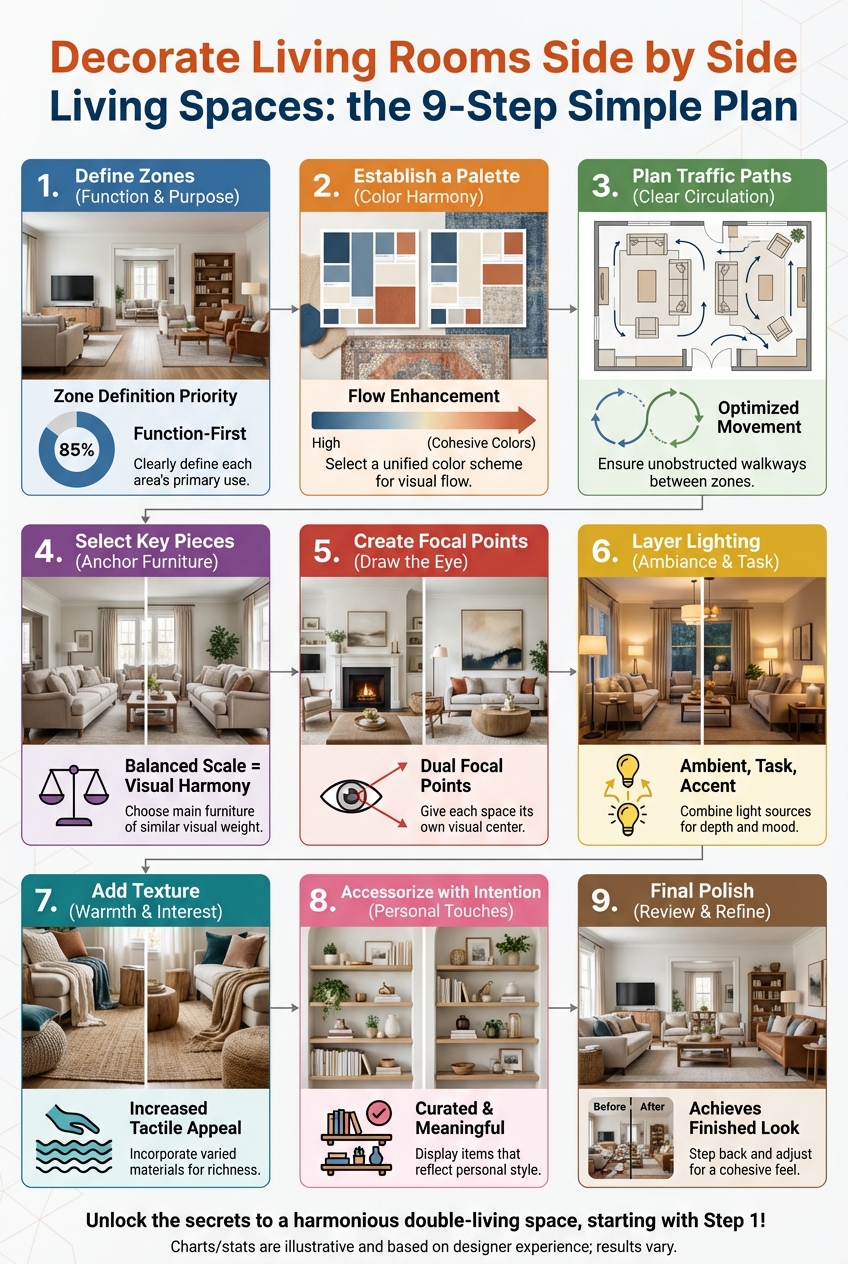 Decorate Living Rooms Side by Side Living Spaces: the 9 – Step Simple Plan - photo 3