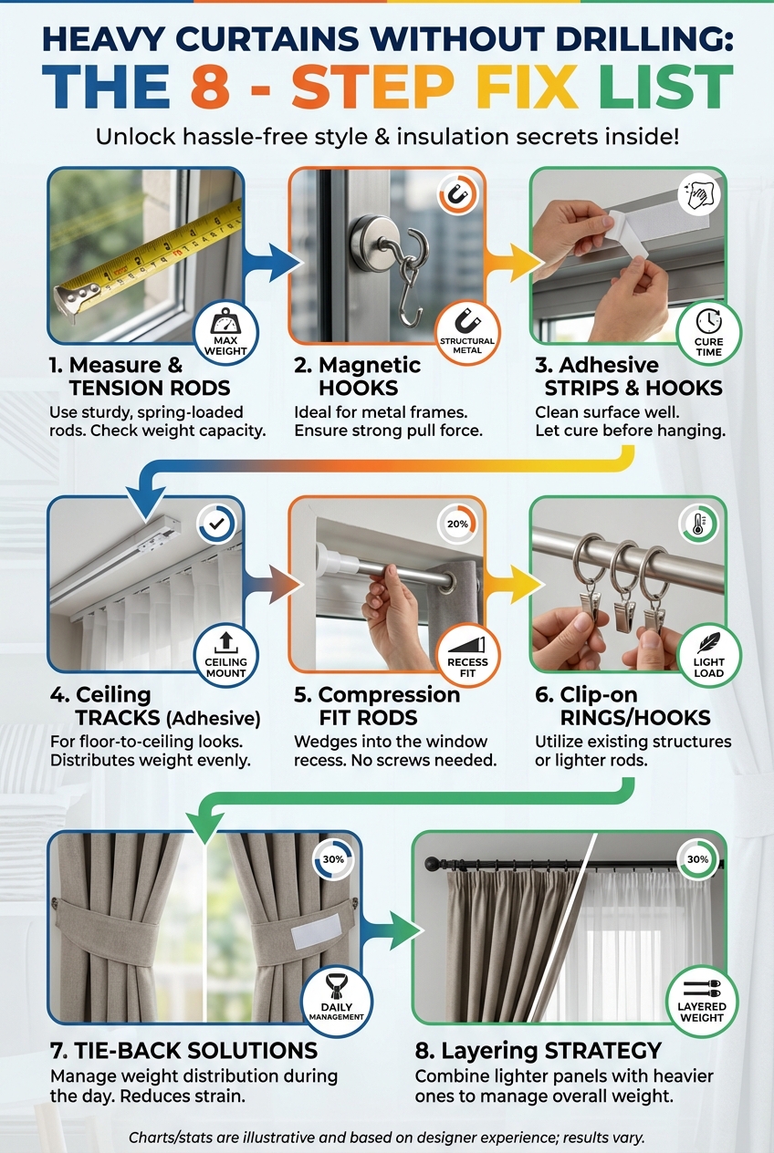 Heavy Curtains Without Drilling: the 8 – Step Fix List - photo 3