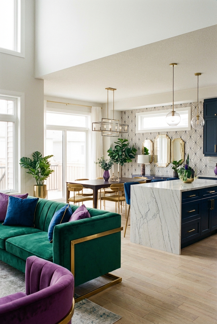 Neo Deco Decor for Open Concept Homes: Cohesive Glam Across Rooms