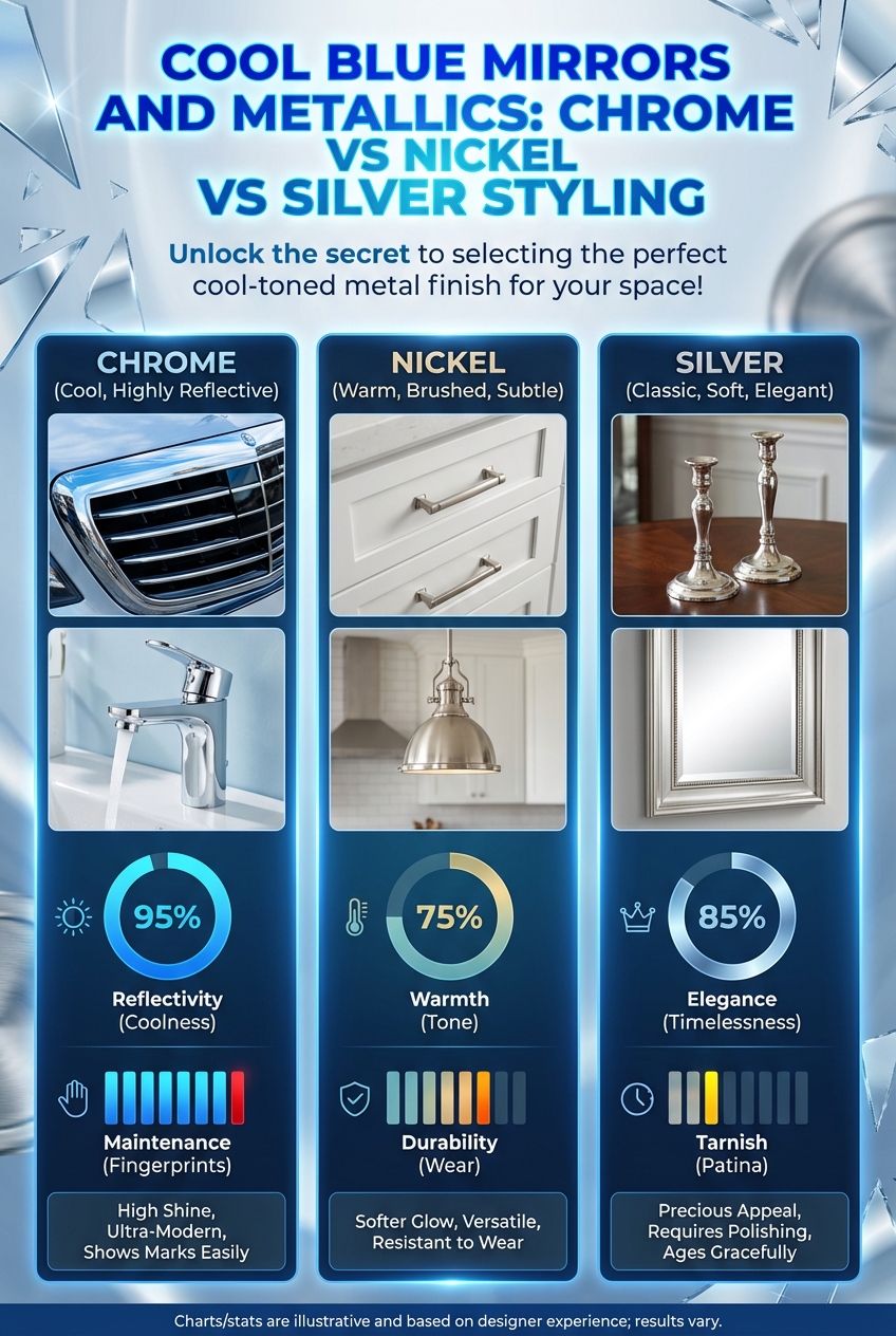 Cool Blue Mirrors and Metallics: Chrome vs Nickel vs Silver Styling - photo 3