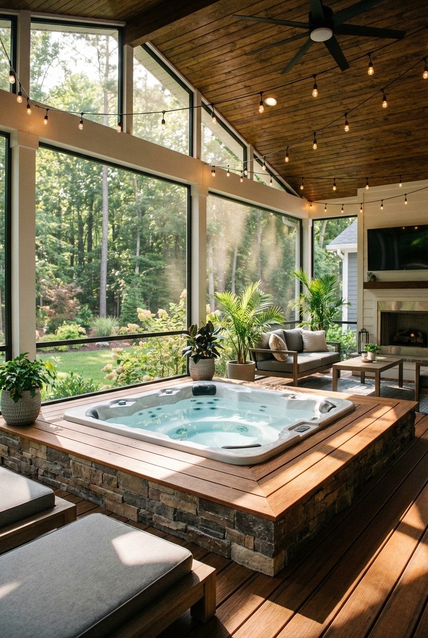 Screened in Porch with Hot Tub Ideas Designs