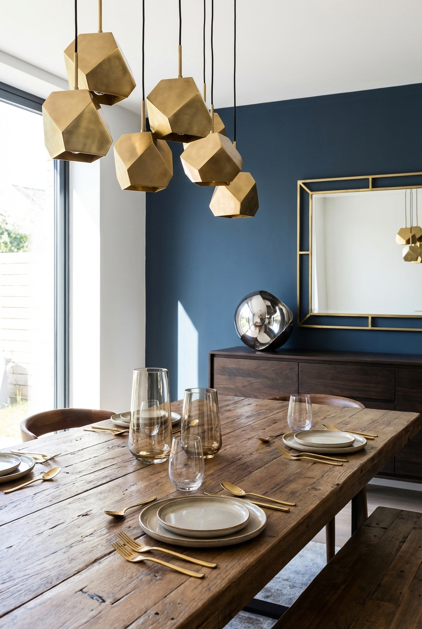 How to Mix Wood and High Shine Metals in Dining Rooms