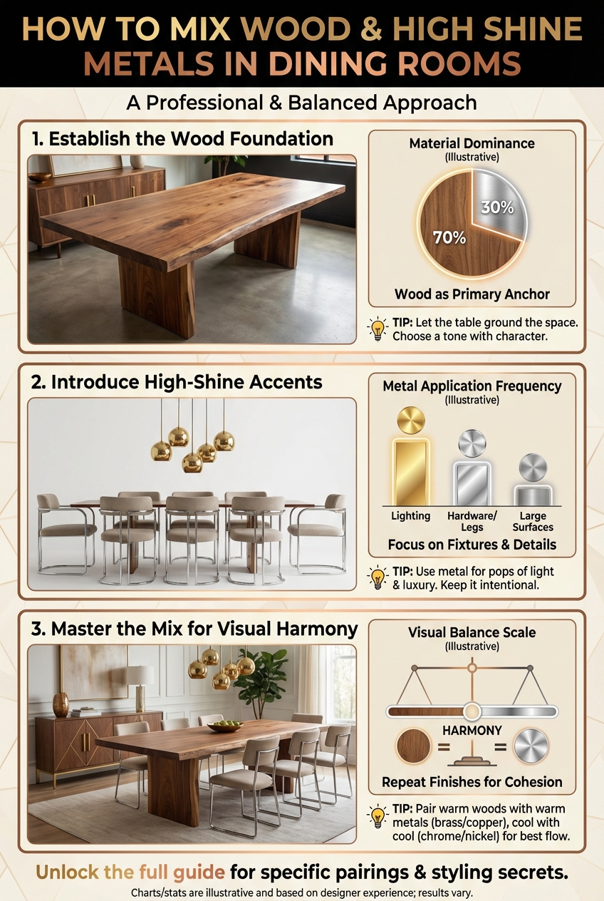 How to Mix Wood and High Shine Metals in Dining Rooms - photo 3