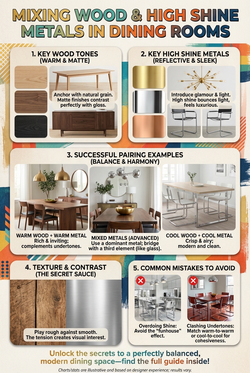 How to Mix Wood and High Shine Metals in Dining Rooms - photo 4