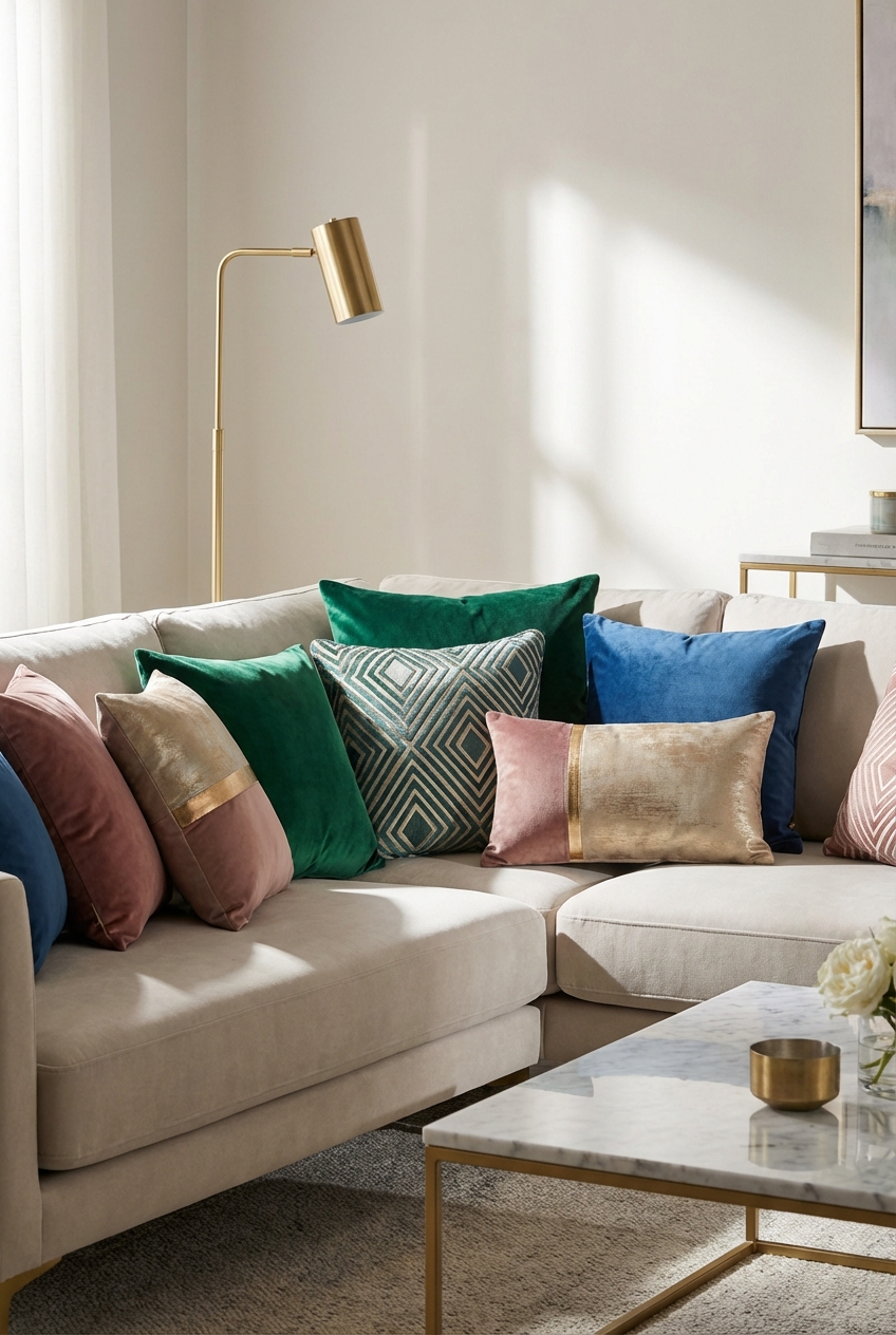 Neo Deco Throw Pillow Combos: Velvet, Pattern, and a Pop of Shine