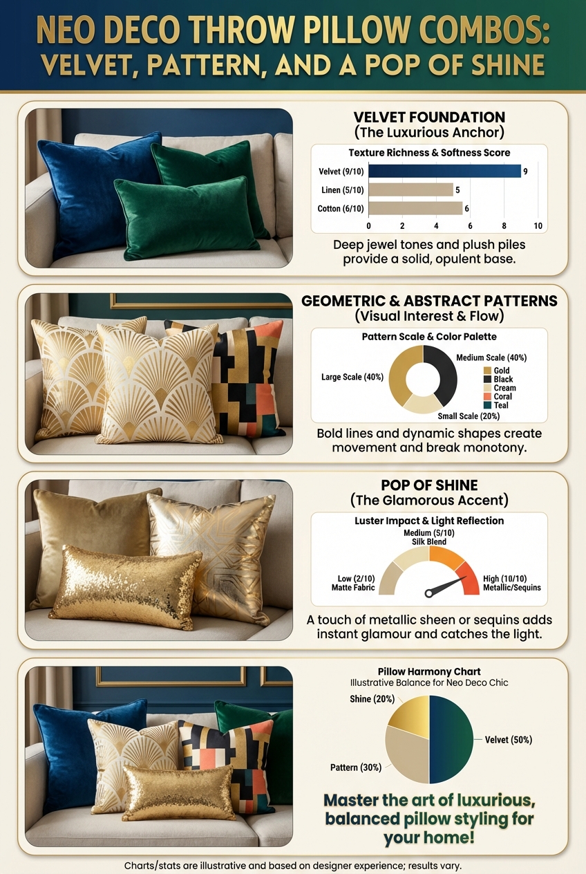 Neo Deco Throw Pillow Combos: Velvet, Pattern, and a Pop of Shine - photo 3
