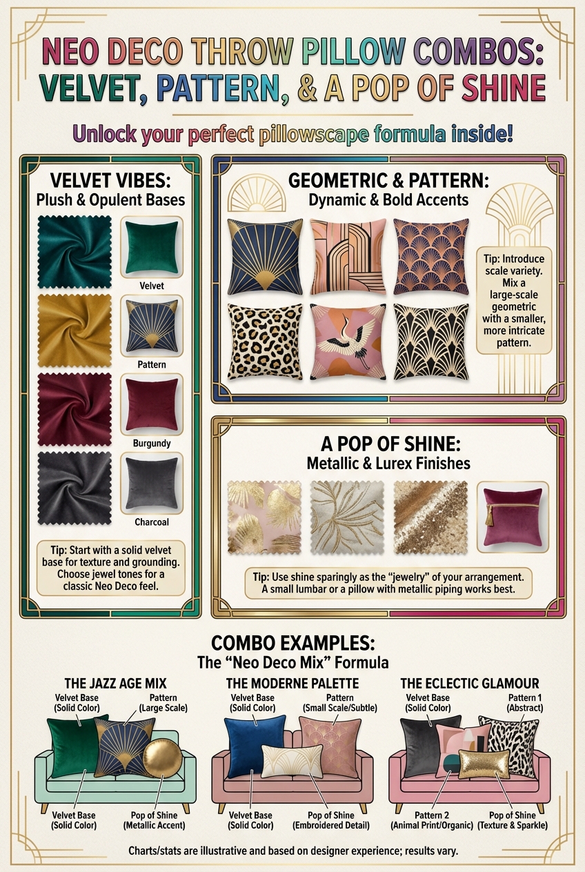 Neo Deco Throw Pillow Combos: Velvet, Pattern, and a Pop of Shine - photo 4