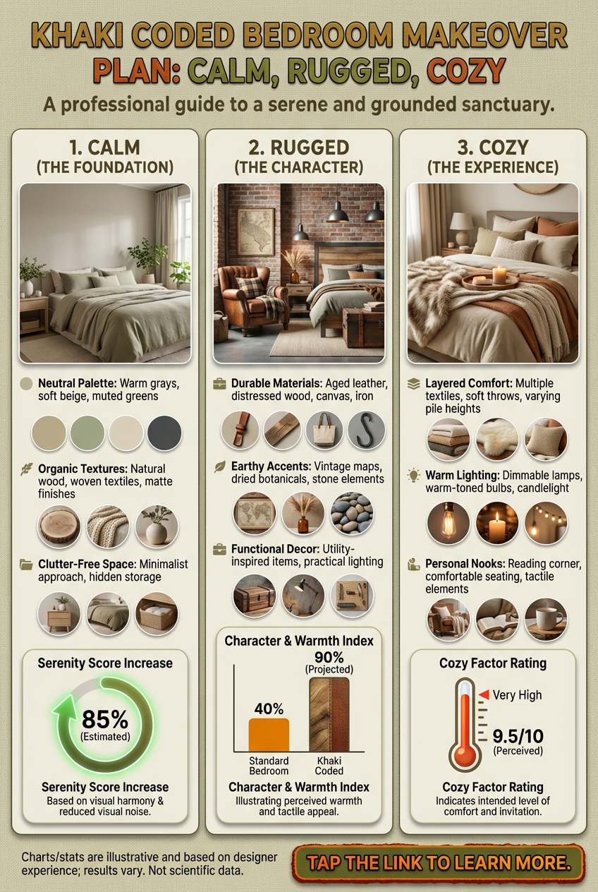 Khaki Coded Bedroom Makeover Plan: Calm, Rugged, Cozy - photo 3