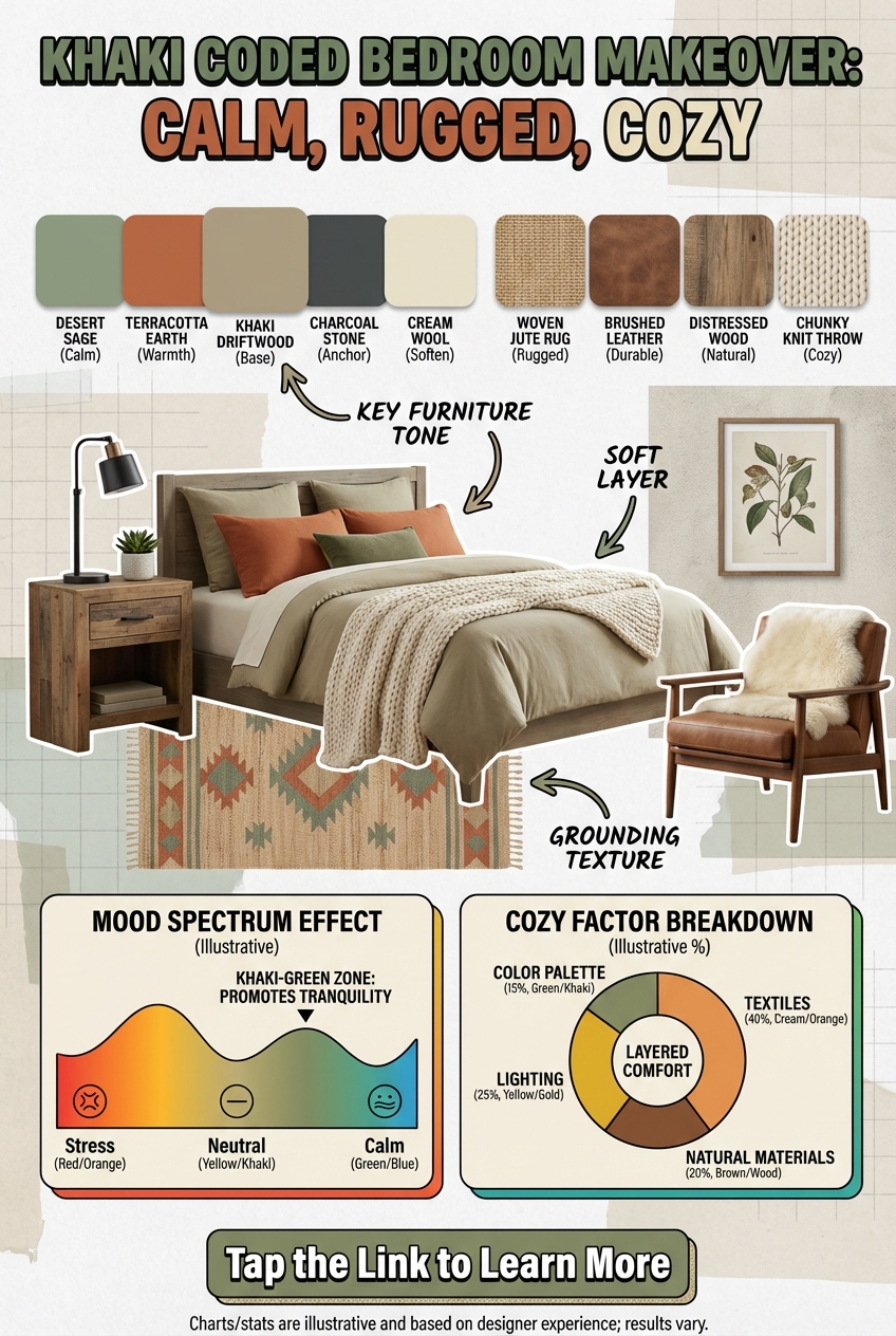 Khaki Coded Bedroom Makeover Plan: Calm, Rugged, Cozy - photo 4