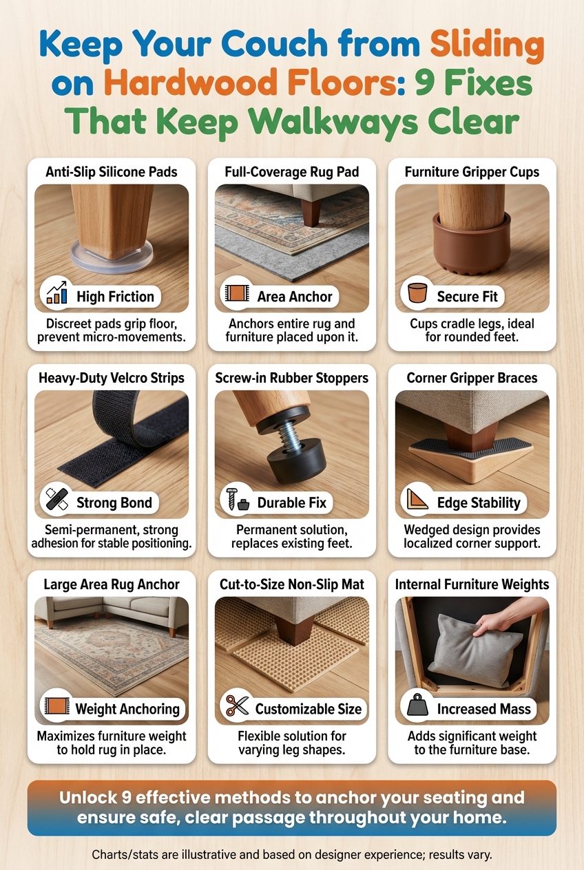 Keep Your Couch from Sliding on Hardwood Floors: 9 Fixes That Keep Walkways Clear - photo 3