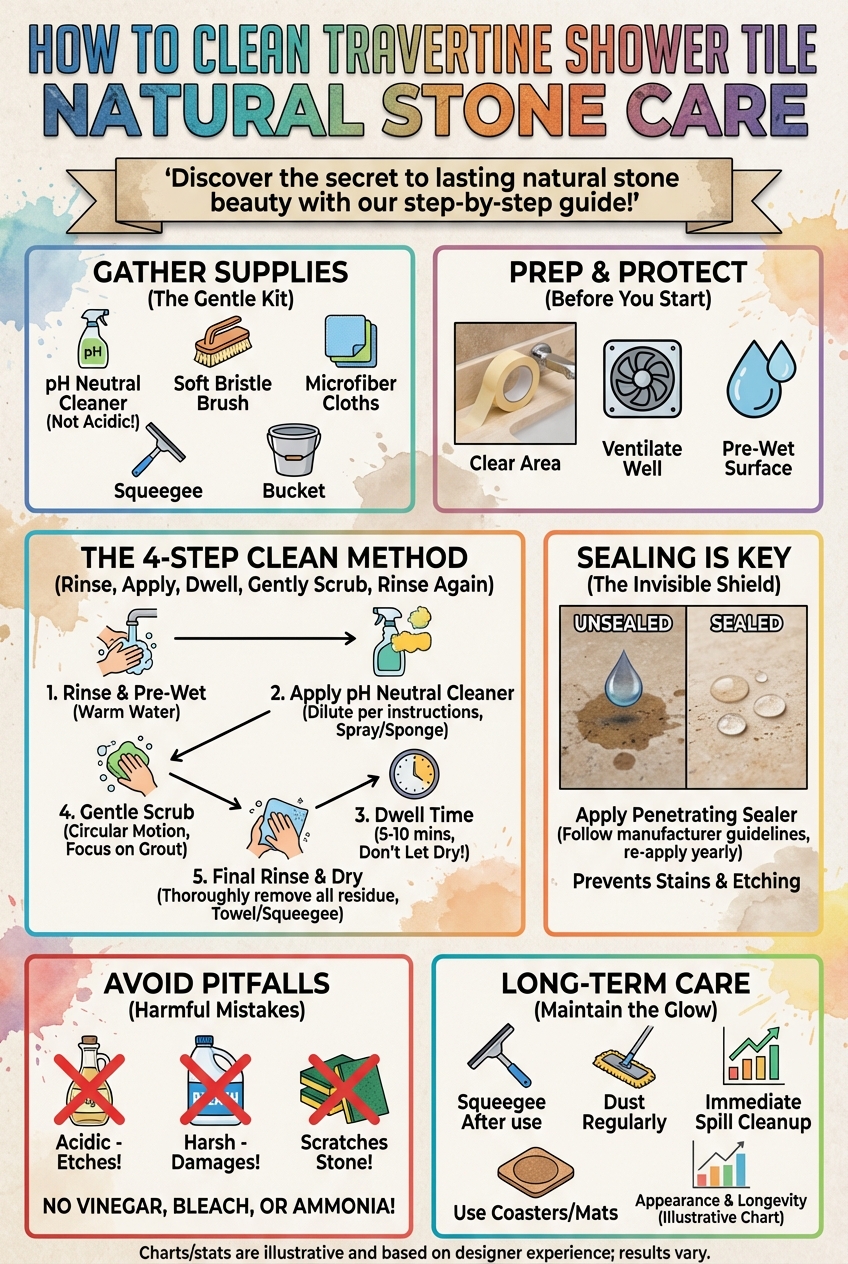 How to Clean Travertine Shower Tile Natural Stone Care - photo 4