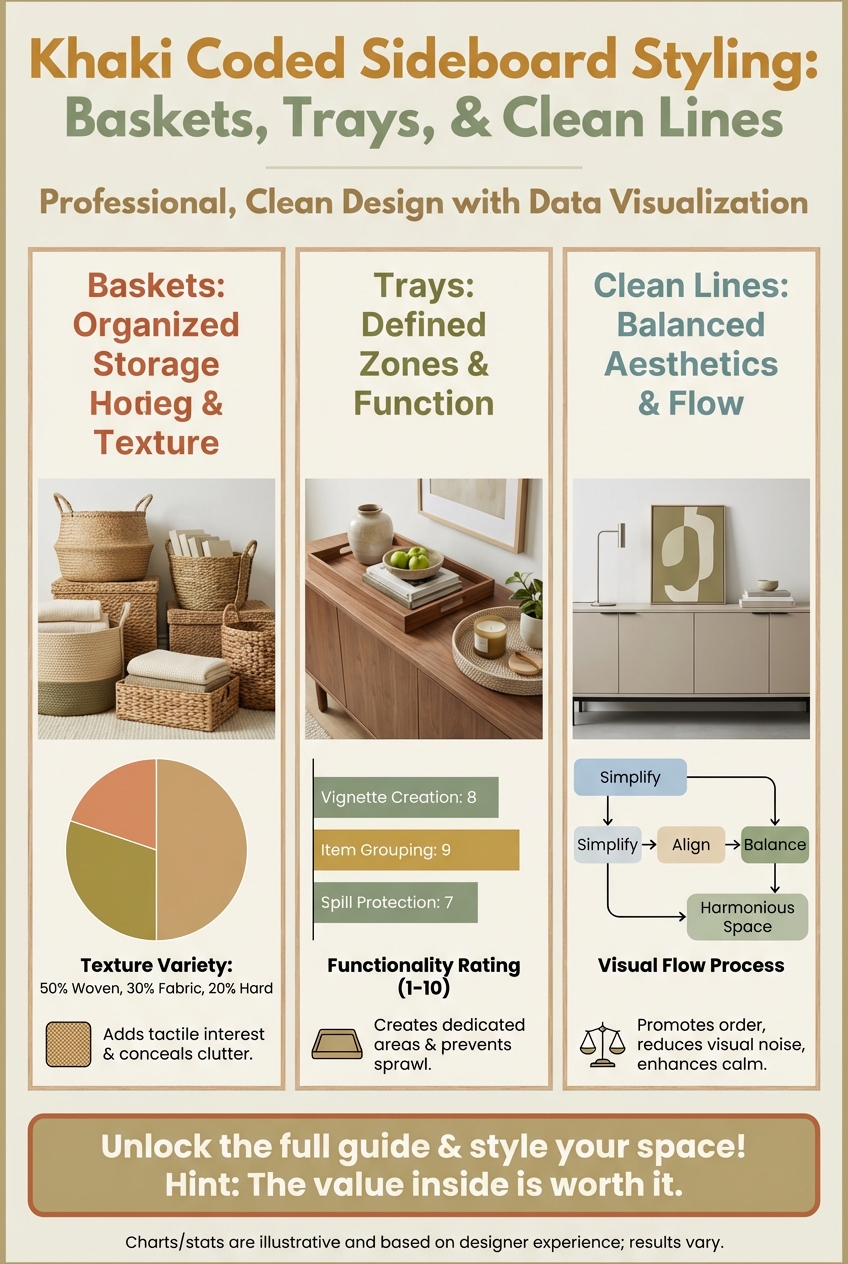 Khaki Coded Sideboard Styling: baskets, trays, and clean lines - photo 3