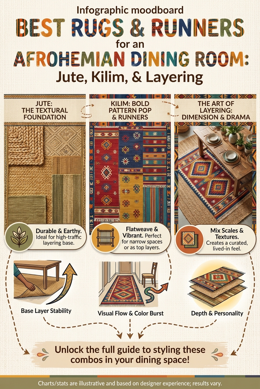 Best Rugs & Runners for an Afrohemian Dining Room: Jute, Kilim, and Layering - photo 4