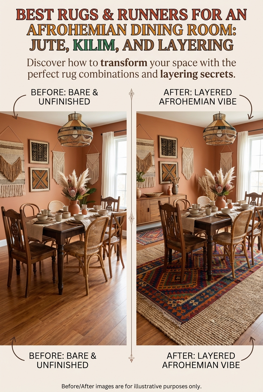 Best Rugs & Runners for an Afrohemian Dining Room: Jute, Kilim, and Layering - photo 5