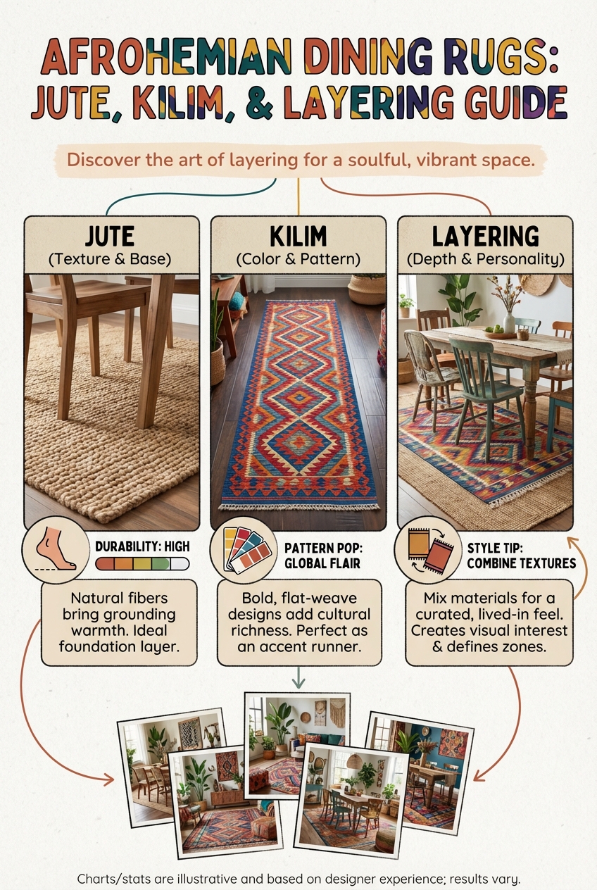 Best Rugs & Runners for an Afrohemian Dining Room: Jute, Kilim, and Layering - photo 4
