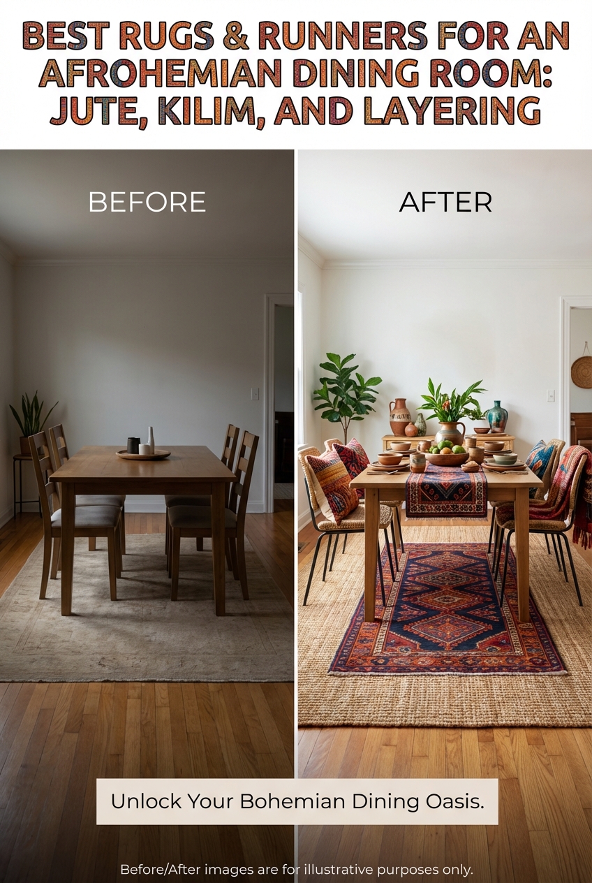 Best Rugs & Runners for an Afrohemian Dining Room: Jute, Kilim, and Layering - photo 5
