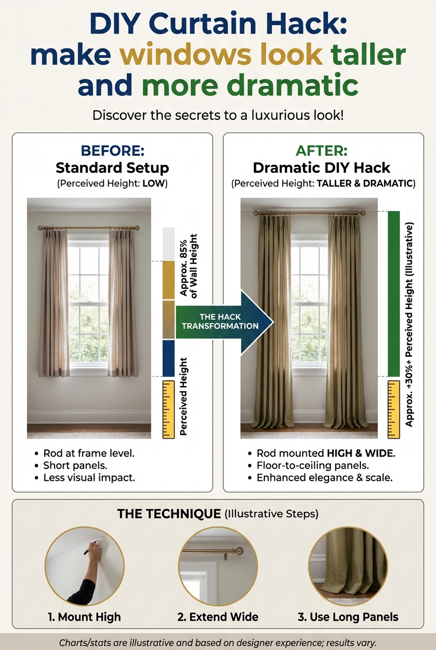 DIY Curtain Hack: make windows look taller and more dramatic - photo 3