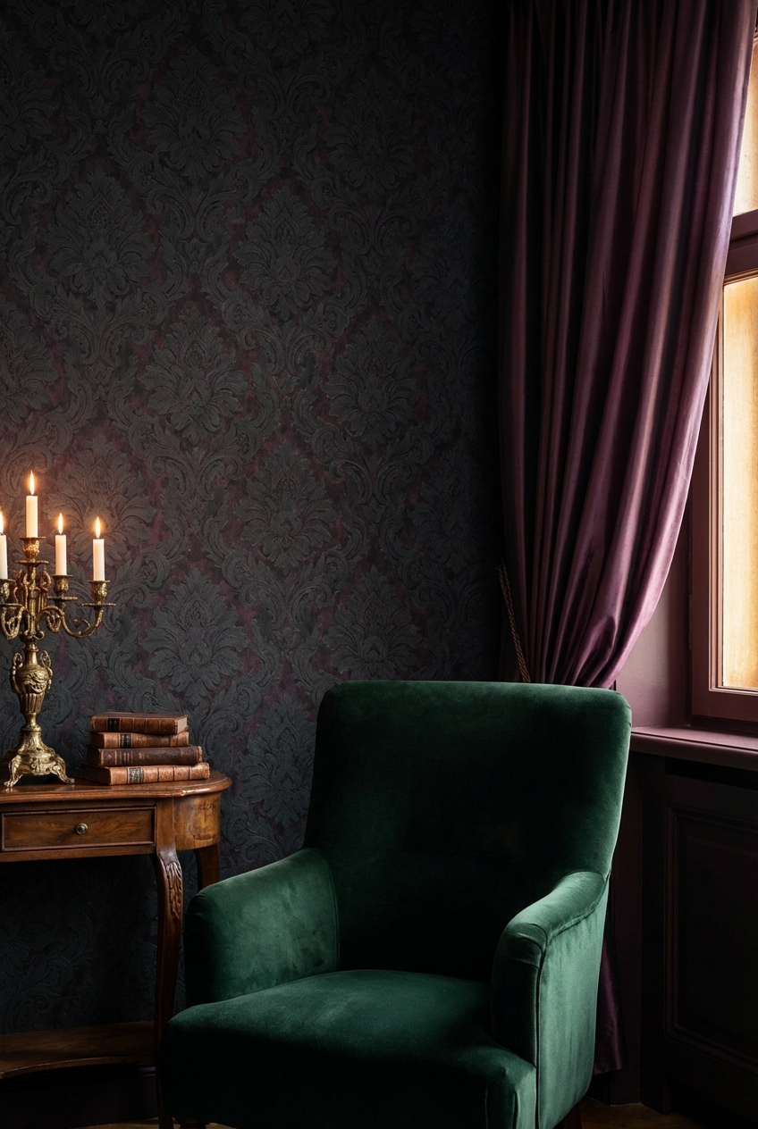 Vamp Romantic Wallpaper Ideas: subtle pattern, big mood