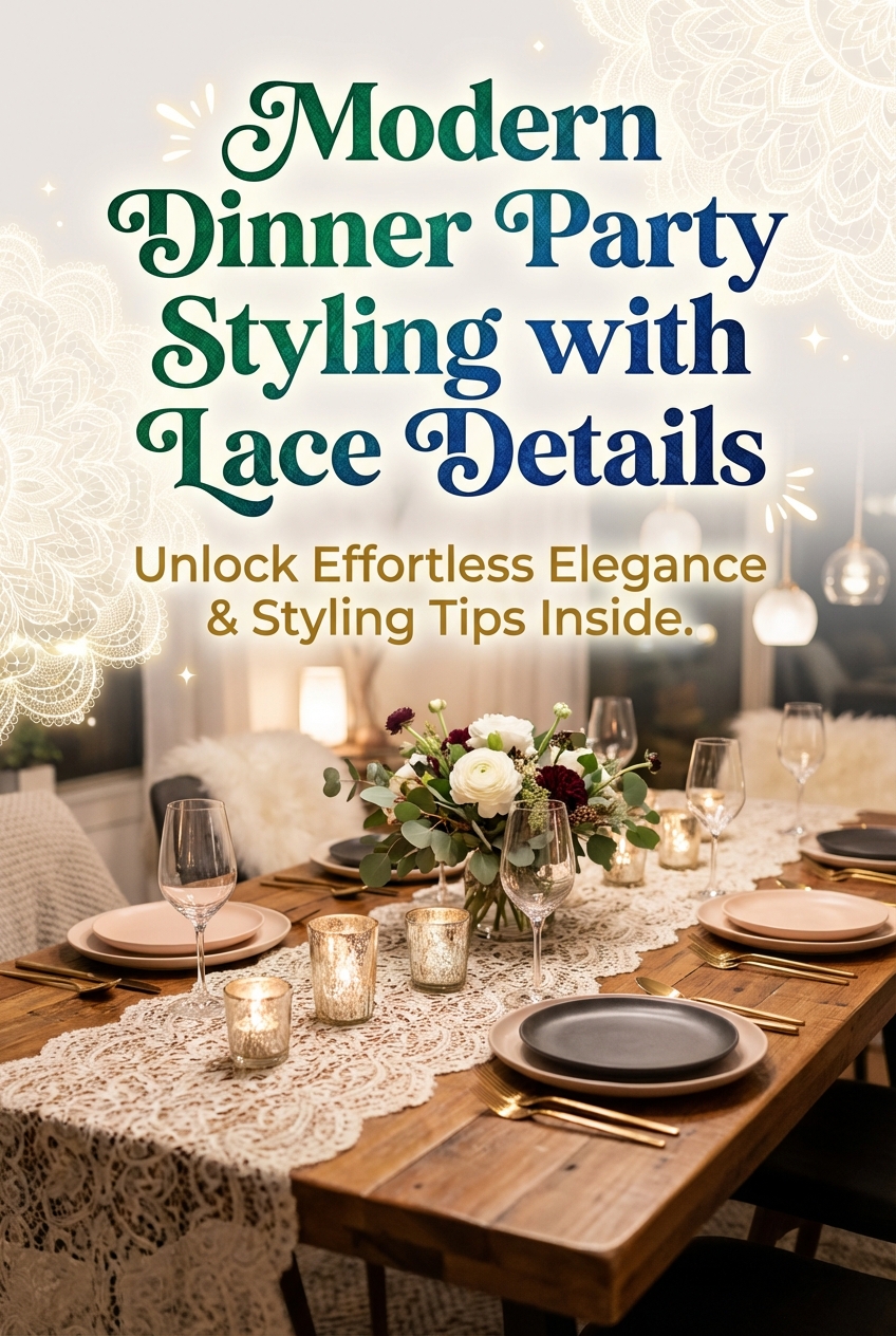 Modern Dinner Party Table Styling with Lace Details - photo 2