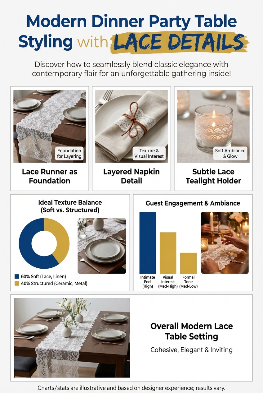 Modern Dinner Party Table Styling with Lace Details - photo 3