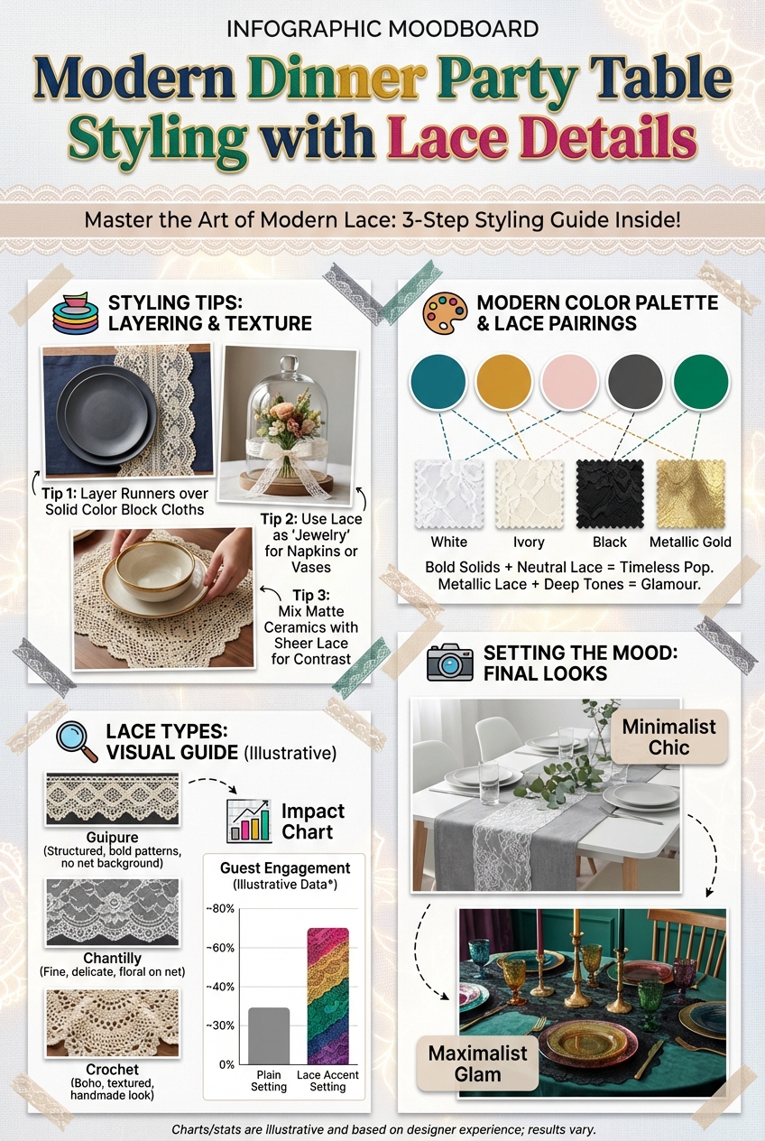 Modern Dinner Party Table Styling with Lace Details - photo 4