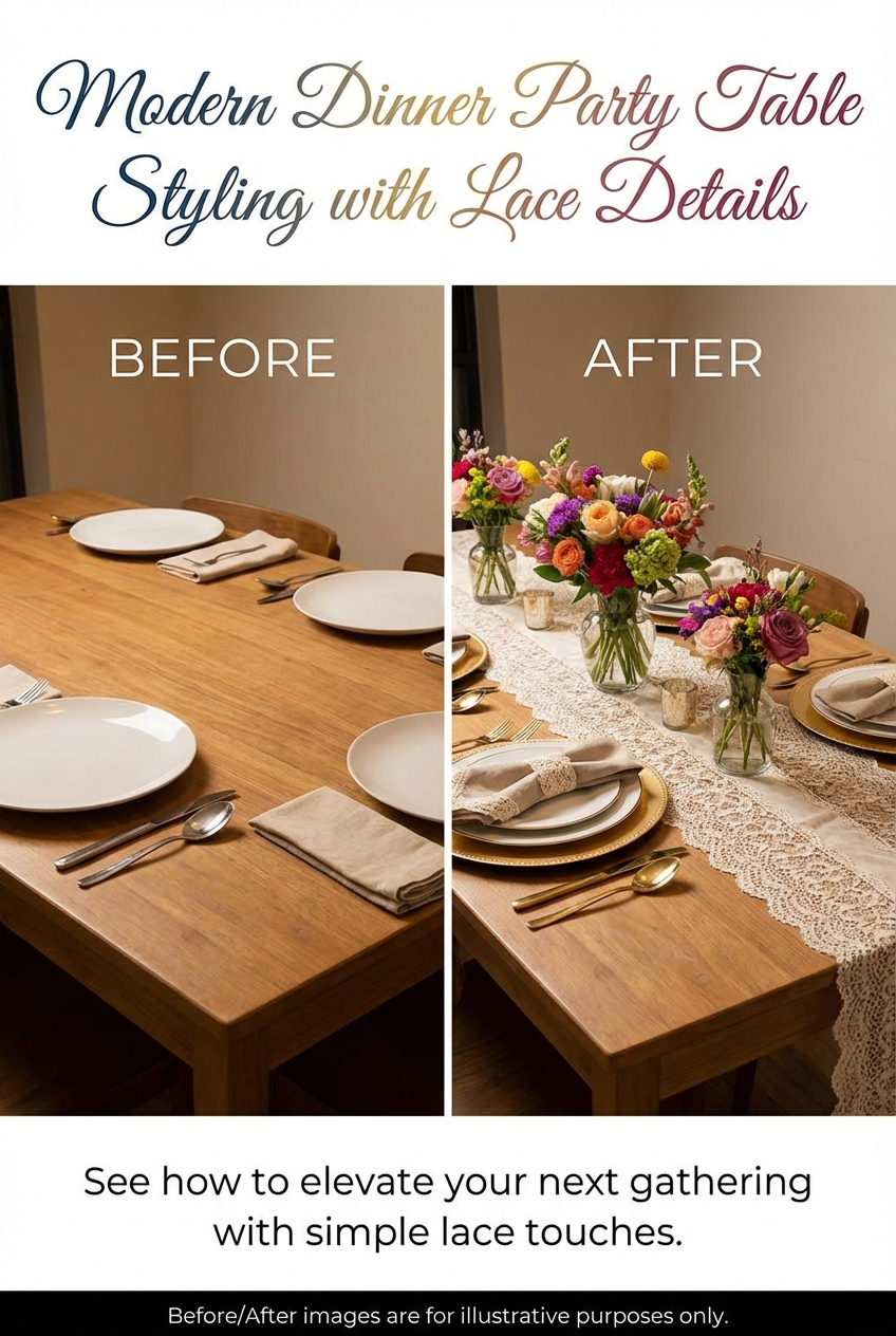 Modern Dinner Party Table Styling with Lace Details - photo 5