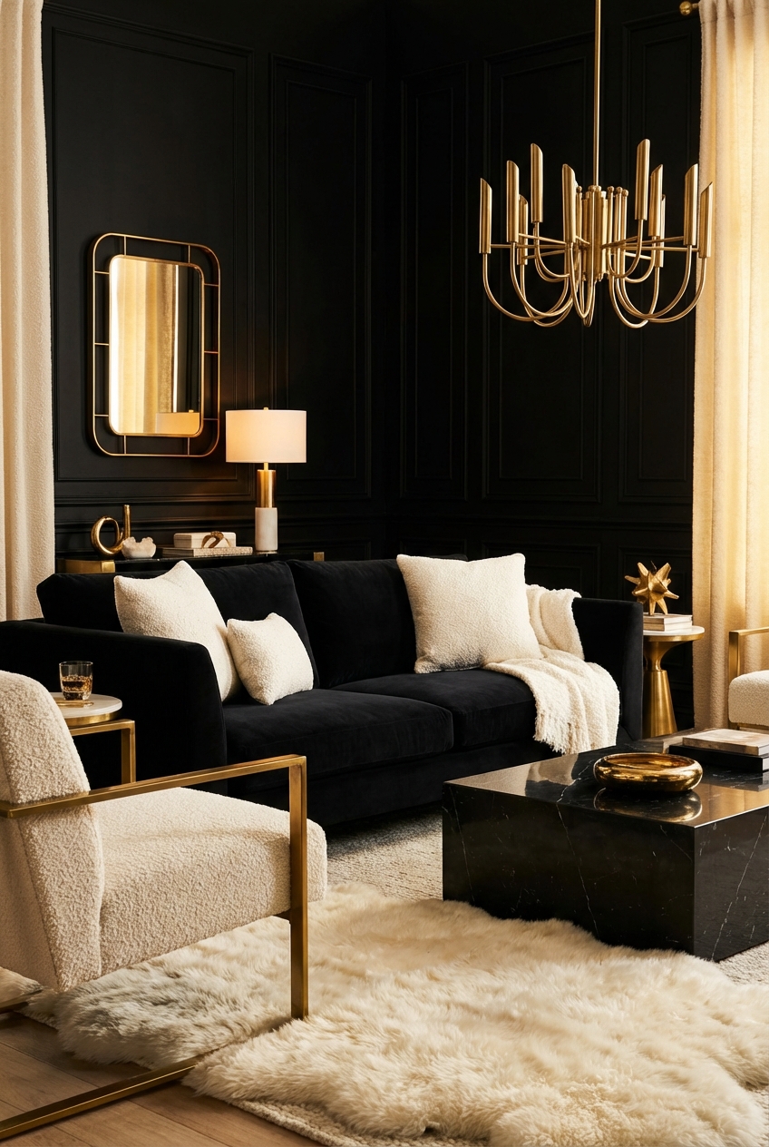 Black + Brass + Warm White: High Contrast Glamoratti Glam