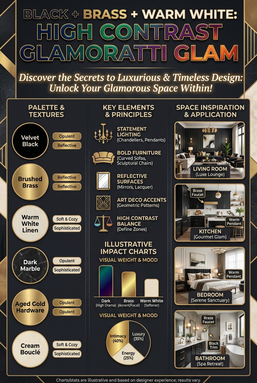 Black + Brass + Warm White: High Contrast Glamoratti Glam - photo 4