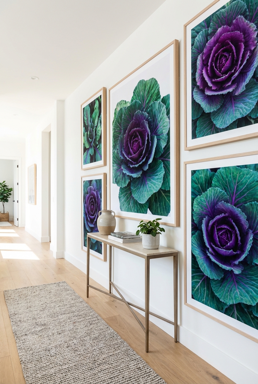 Cabbage Crush Hallway Ideas: Botanical art without feeling dated