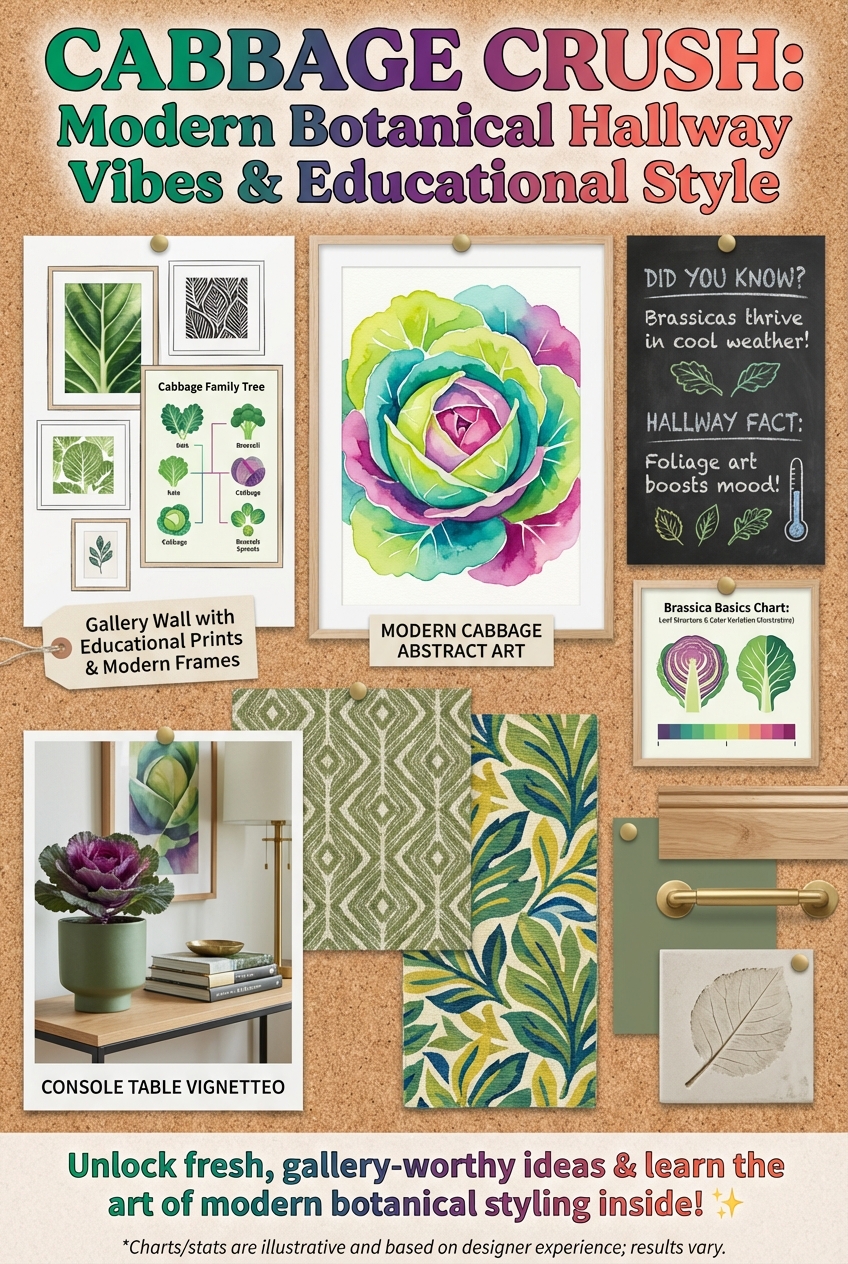 Cabbage Crush Hallway Ideas: Botanical art without feeling dated - photo 4