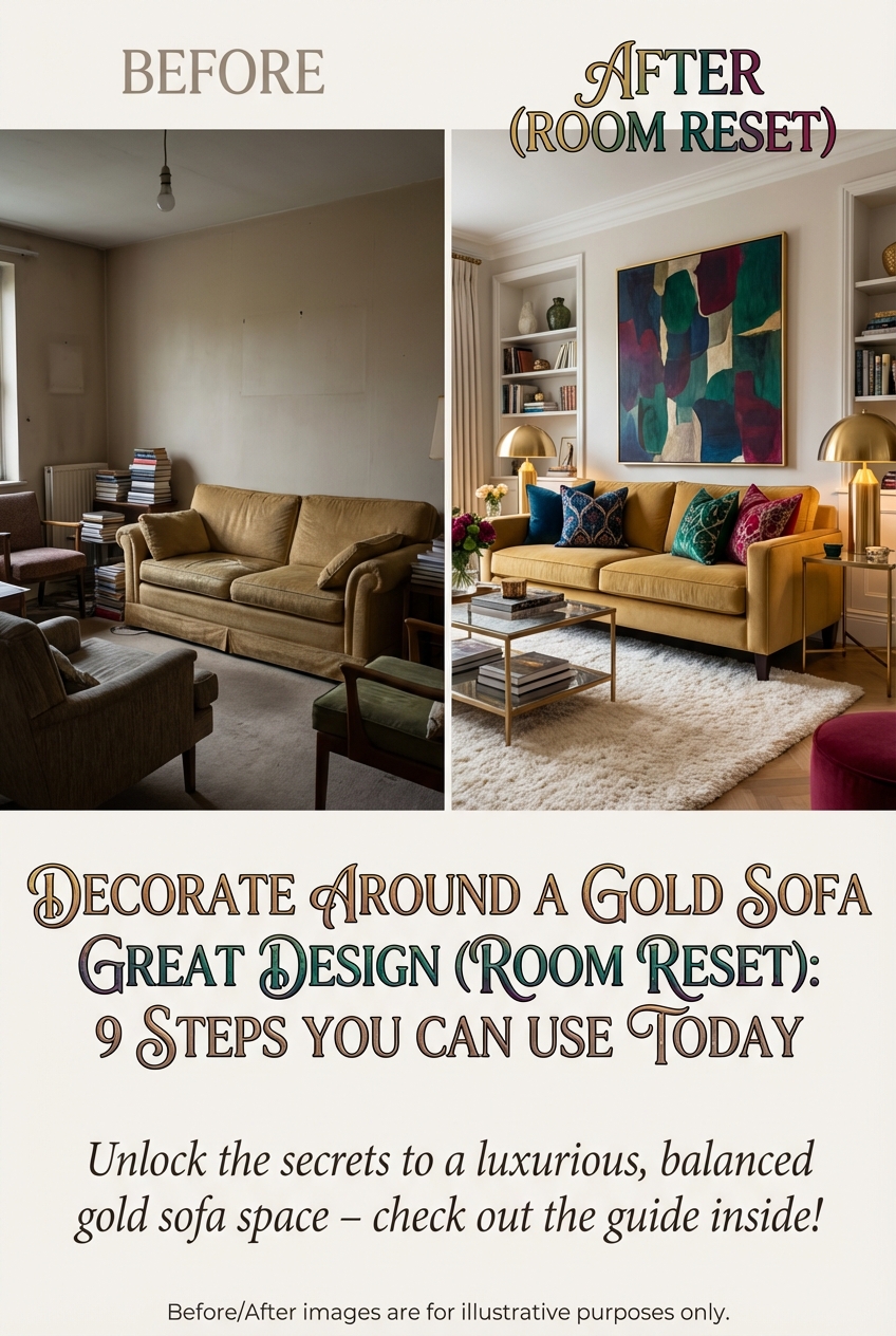 Decorate Around a Gold Sofa Great Design (room Reset): 9 Steps You Can Use Today - photo 5