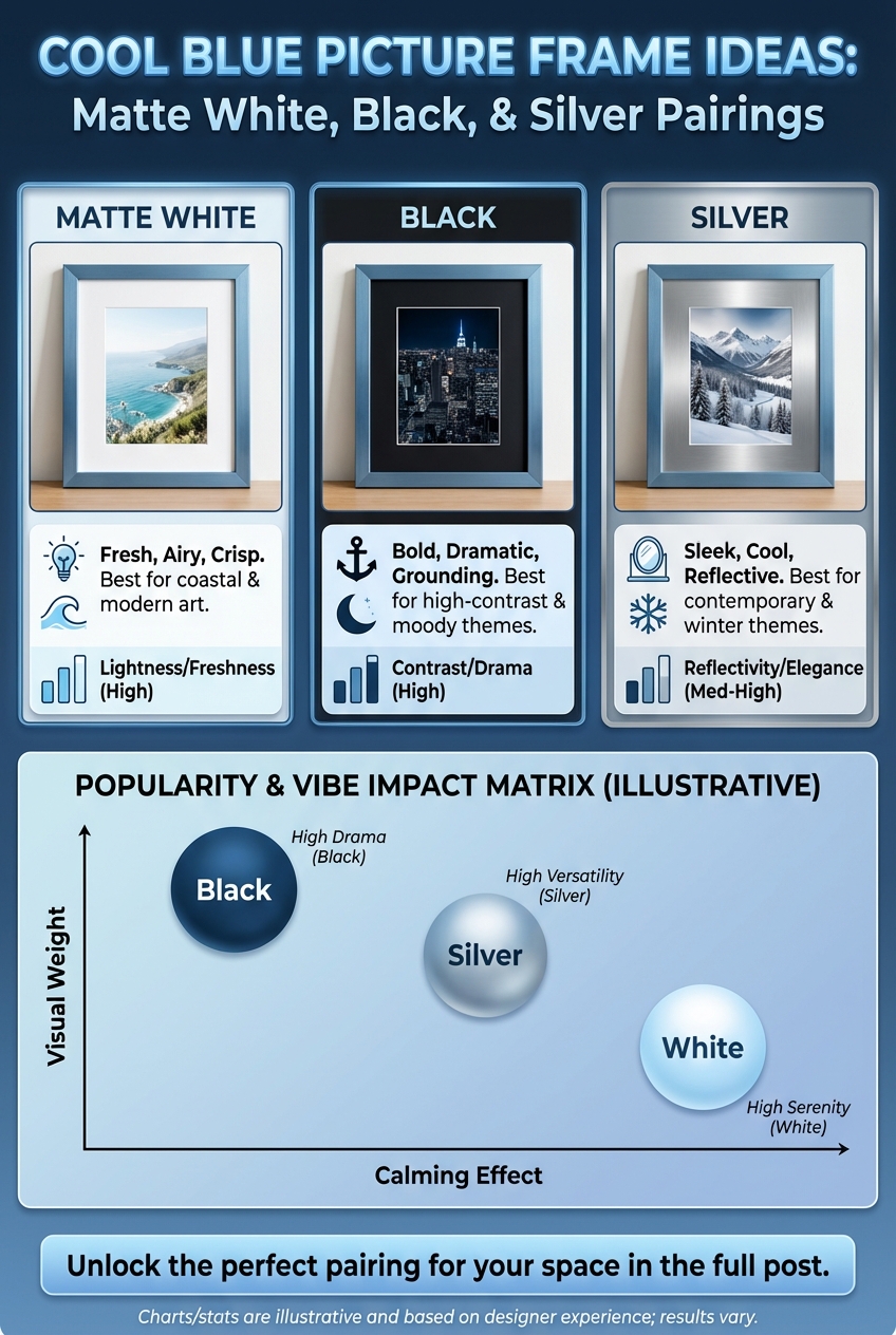 Cool Blue Picture Frame Ideas: Matte White, Black, and Silver Pairings - photo 3