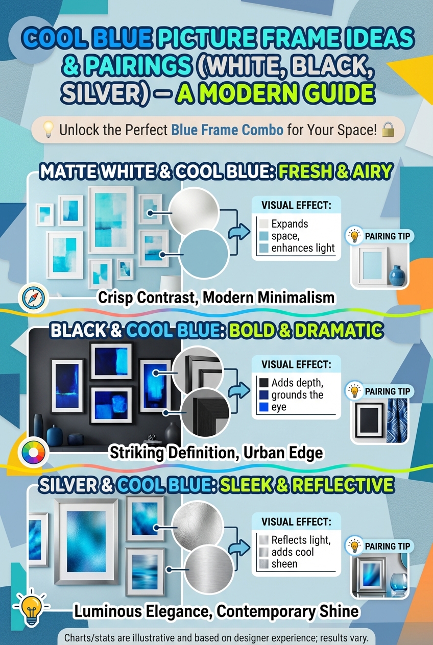 Cool Blue Picture Frame Ideas: Matte White, Black, and Silver Pairings - photo 4