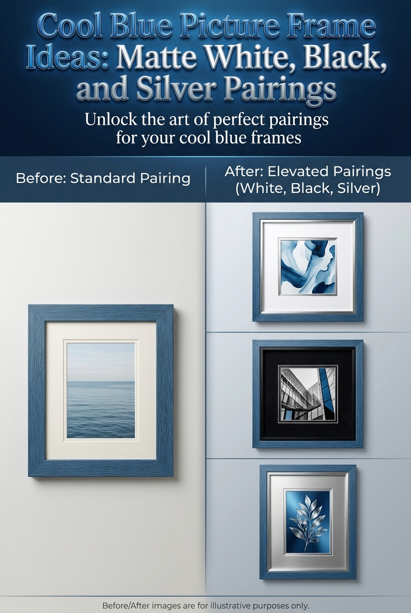 Cool Blue Picture Frame Ideas: Matte White, Black, and Silver Pairings - photo 5