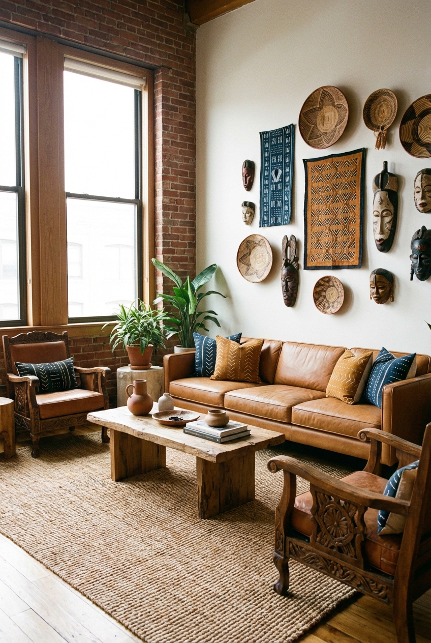 Afro-Chic Loft Styling: Natural Fibers, Artisan Texture, and Warm Woods