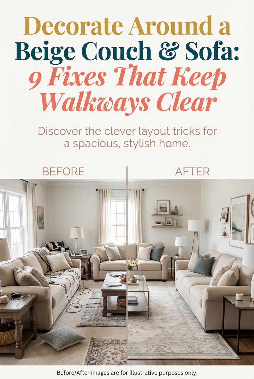 Decorate Around a Beige Couch and Beige Sofa: 9 Fixes That Keep Walkways Clear - photo 5