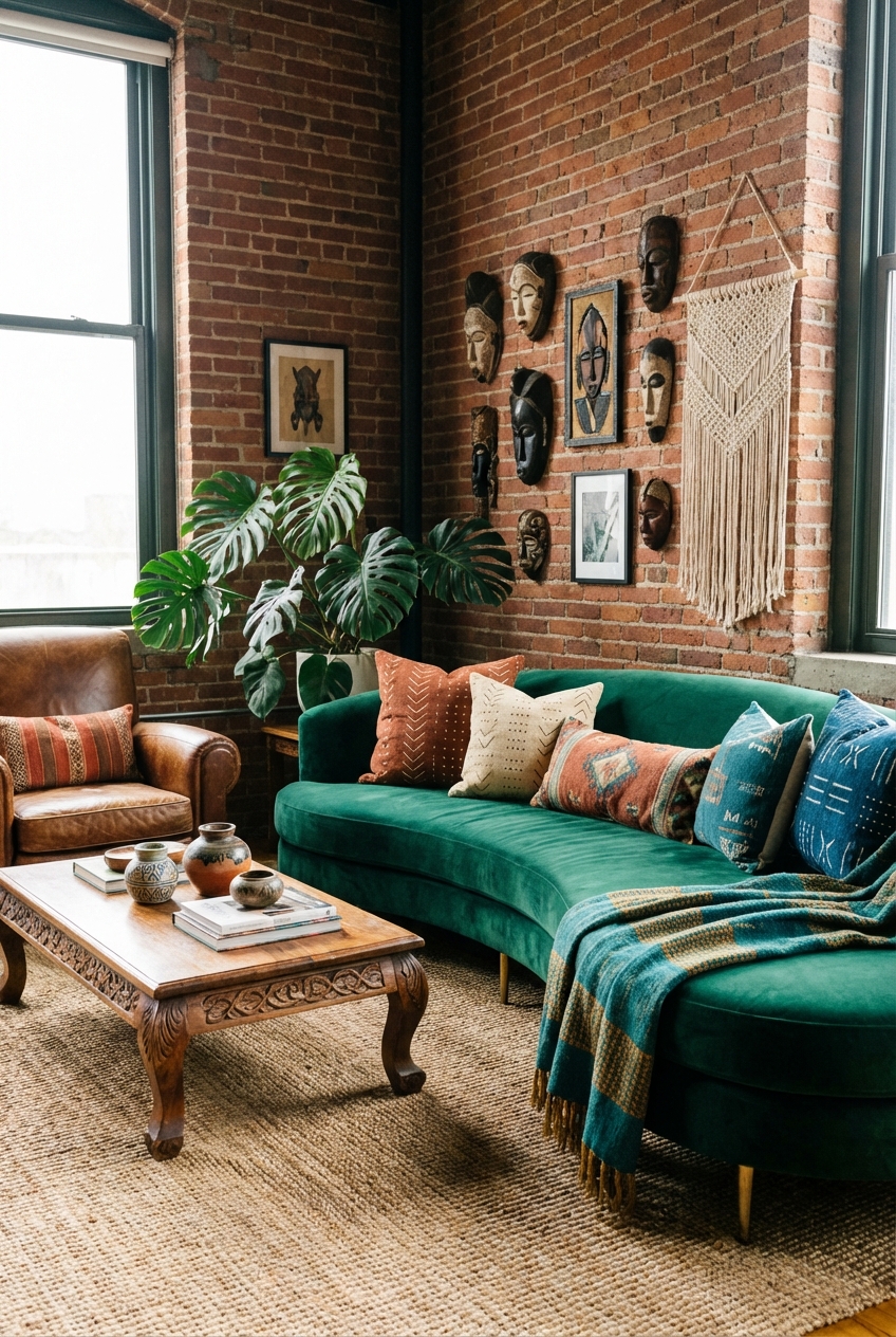 Afro-Boho Loft Color Palette: Earthy Neutrals + Jewel Tones