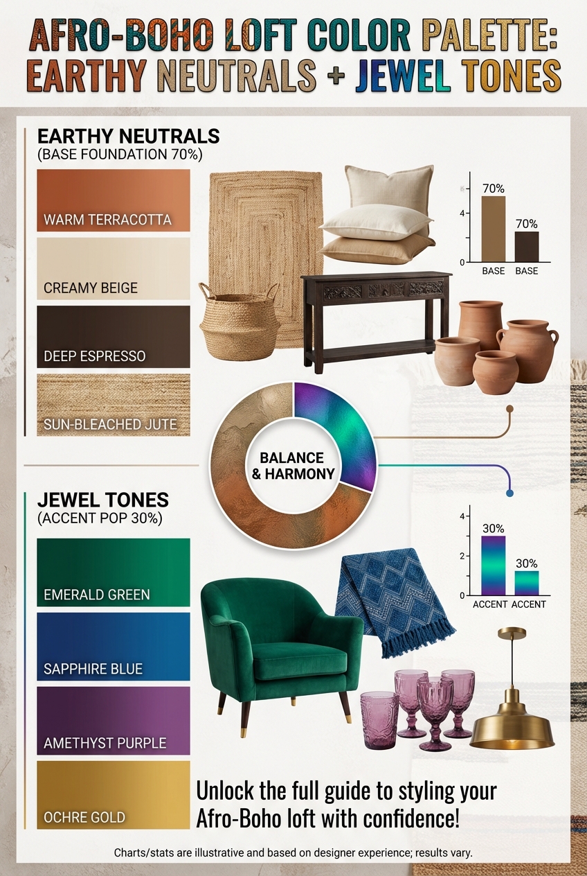 Afro-Boho Loft Color Palette: Earthy Neutrals + Jewel Tones - photo 3