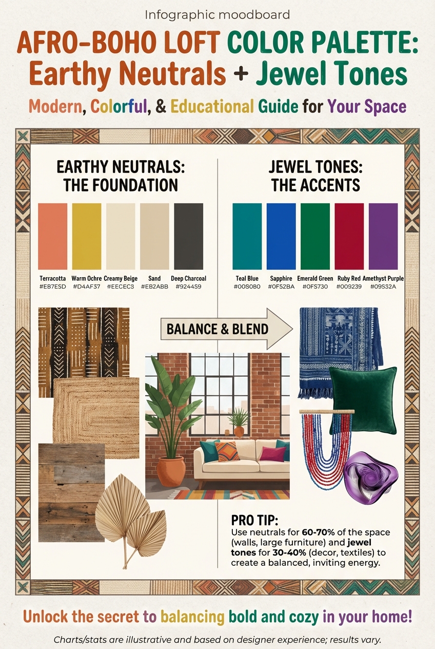 Afro-Boho Loft Color Palette: Earthy Neutrals + Jewel Tones - photo 4