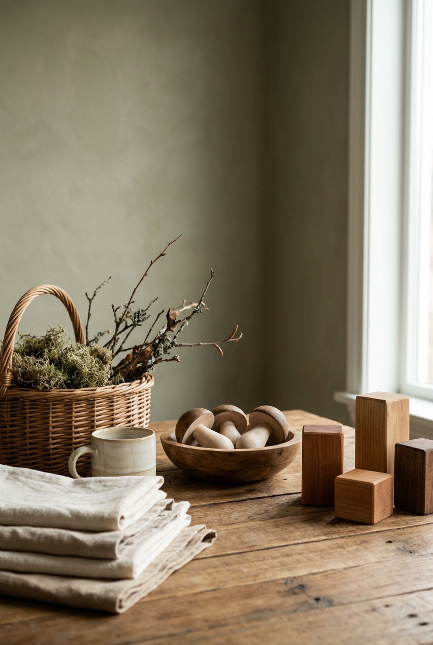 Wilderkind Color Palette Ideas: Moss, Mushroom, Cream, and Warm Wood