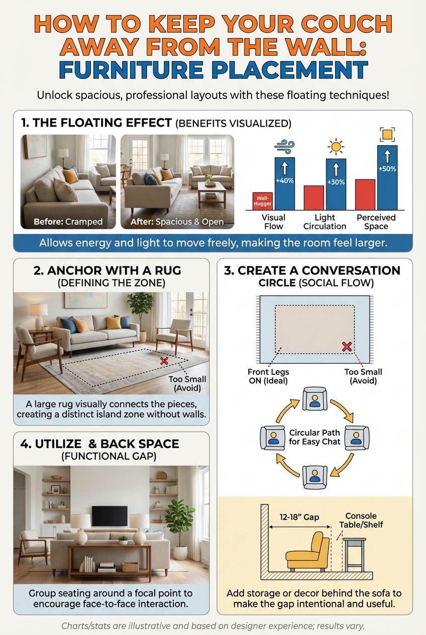 How to Keep Your Couch Away from the Wall Furniture Placement - photo 3