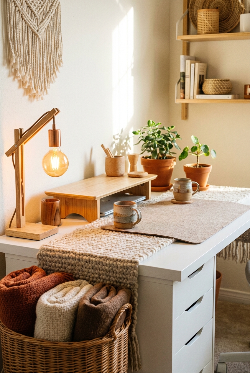 How to Warm Up a White Desk Setup with Texture