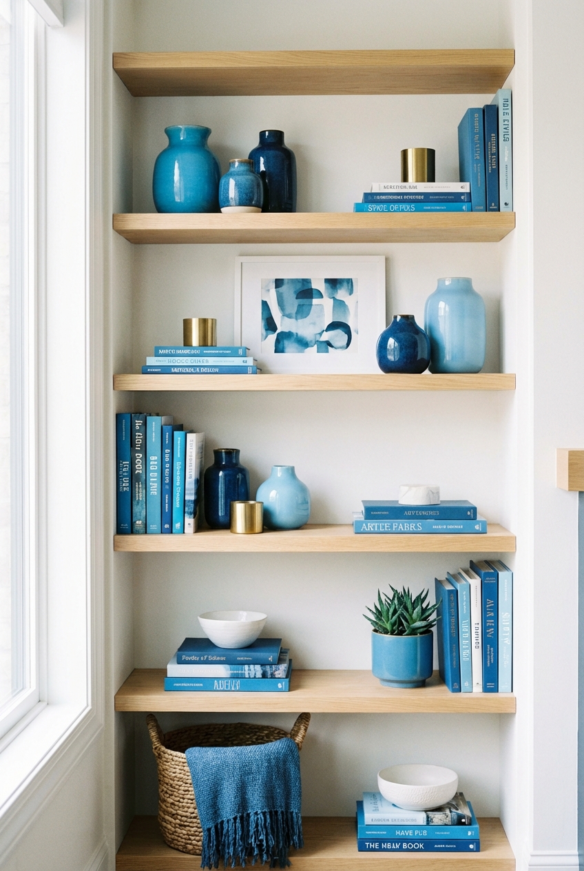 DIY Shelf Styling Refresh: Cool Blue Decor in 30 Minutes